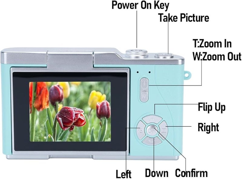 GOTOTOP 48MP Digital Camera 1080P Vlogging With 8X Zoom 2 4 Inch Flip Screen And LED Fill Light Green - Image 2